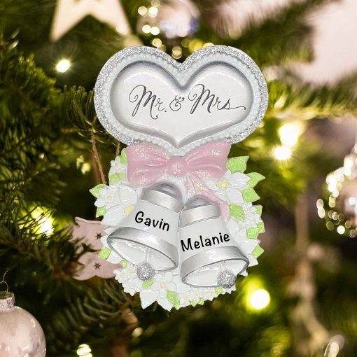 Personalized Mr and Mrs Wedding Bells Christmas Ornament