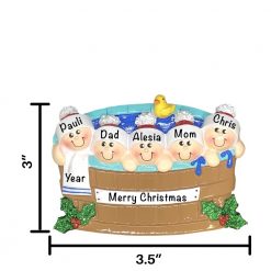 Hot Tub Heaven Family of 5 Personalized Christmas Ornament