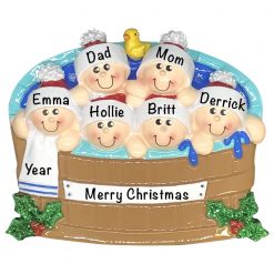 Hot Tub Family of 6 Personalized Christmas Ornament