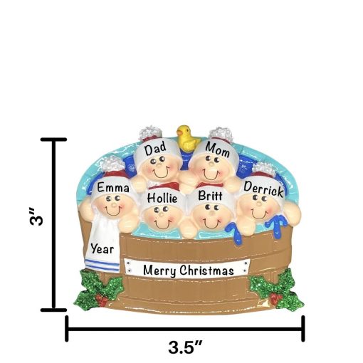 Hot Tub Heaven Family of 6 Personalized Christmas Ornament