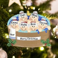 Personalized Hot Tub Family of 6 Christmas Ornament