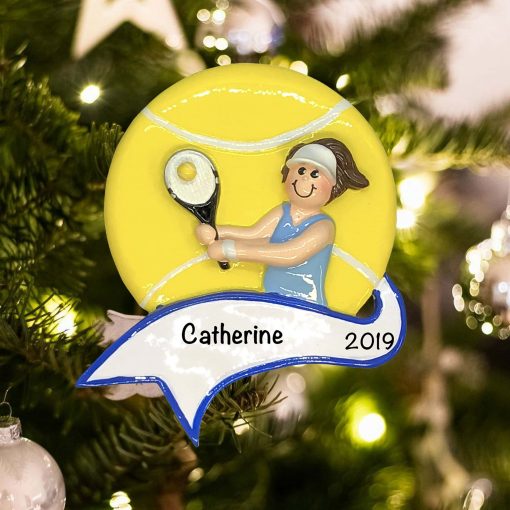 Personalized Tennis Girl Serve Christmas Ornament
