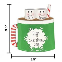 Marshmallow Mug Family of 2 Personalized Christmas Ornament