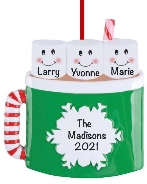 24-3 Marshmallow Family of 3 Personalized Christmas Ornament