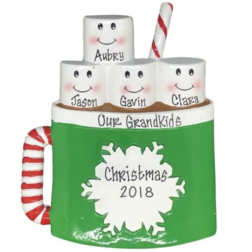 Marshmallow Family of 4 Personalized Christmas Ornament