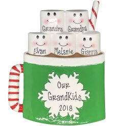 Marshmallow Family of 5 Personalized Christmas Ornament