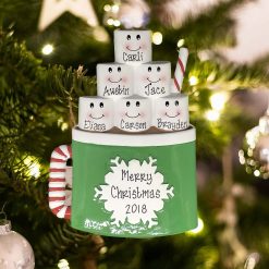 Personalized Marshmallow Mug Family of 6 Christmas Ornament