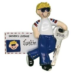 Driver License Guy Blonde Personalized Ornament
