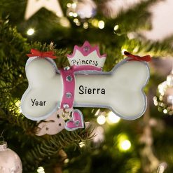 Personalized Princess Dog Bone Christmas Ornament