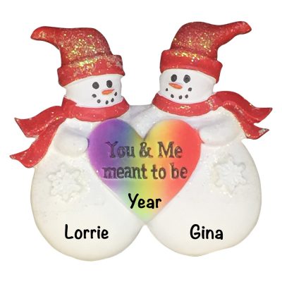 Gay Snow Couple Personalized Christmas Ornament