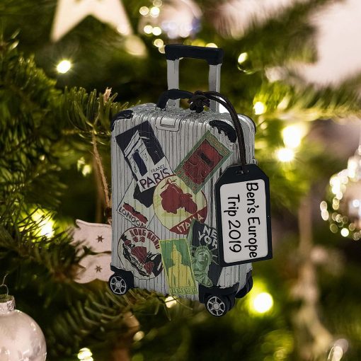 Personalized Travel Suitcase Christmas Ornament