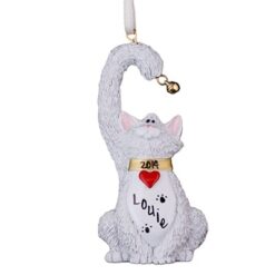 White Cat With Bell Personalized Ornament