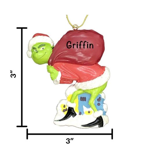 Grinch with Sack Personalized Christmas Ornament