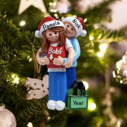 Personalized Its A Baby Expecting Couple Christmas Ornament