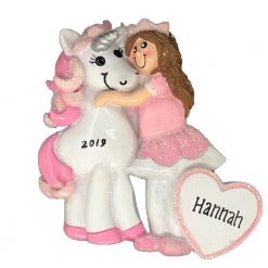 Princess with Unicorn Personalized Christmas Ornament