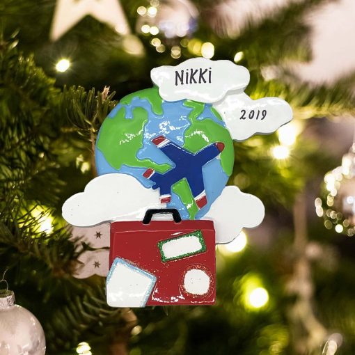 Personalized World Travelers Christmas Ornament