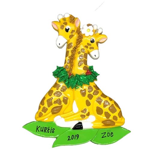 Giraffe Couple Personalized Christmas Ornament