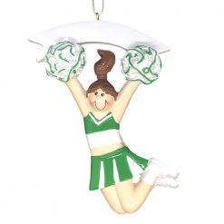Cheerleader Girl Green Personalized Christmas Ornament - blank