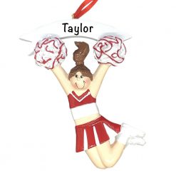 Cheerleader Girl Red Personalized Christmas Ornament