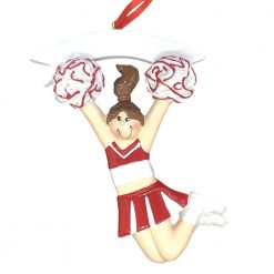 Cheerleader Girl Red Personalized Christmas Ornament -blank