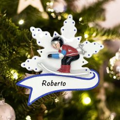 Personalized Skiing Snowflake Christmas Ornament