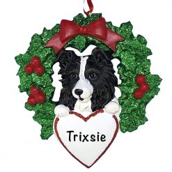 Australian Sheepdog With Wreath Personalized Christmas Ornament