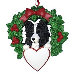Australian Sheepdog With Wreath Personalized Christmas Ornament -blank