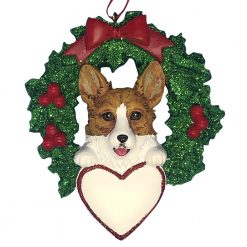 Corgi With Wreath Personalized Christmas Ornament - blank