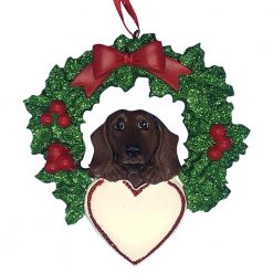 Dachshund With Wreath Personalized Christmas Ornament - blank