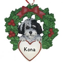 Havanese With Wreath Personalized Christmas Ornament
