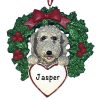 Labradoodle With Wreath Personalized Christmas Ornament