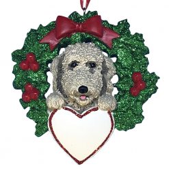 Labradoodle With Wreath Personalized Christmas Ornament - Blank