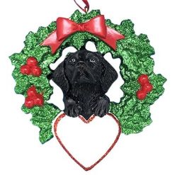 Black Lab With Wreath Personalized Christmas Ornament - blank