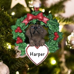Personalized Chocolate Lab with Wreath Christmas Ornament