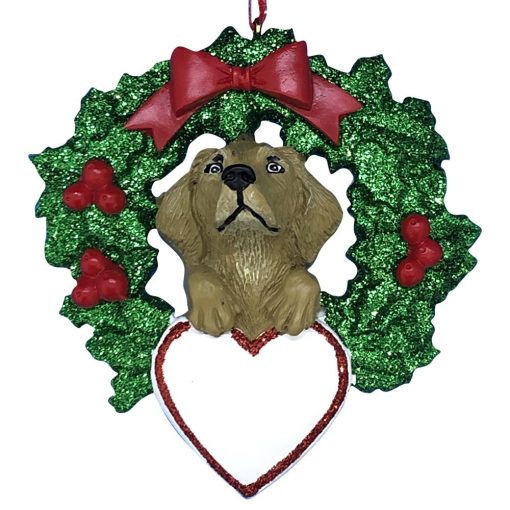 Yellow Lab With Wreath Personalized Christmas Ornament - blank
