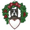 Pitbull With Wreath Personalized Christmas Ornament -blank