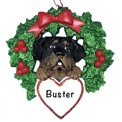 Rottweiler With Wreath Personalized Christmas Ornament