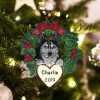 Personalized Siberian Husky with Wreath Christmas Ornament