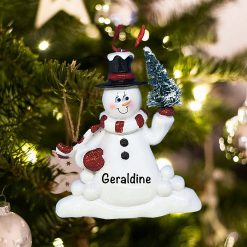 Personalized Snowman with Tree Christmas Ornament