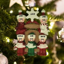 Personalized Sleigh Family of 5 Christmas Ornament