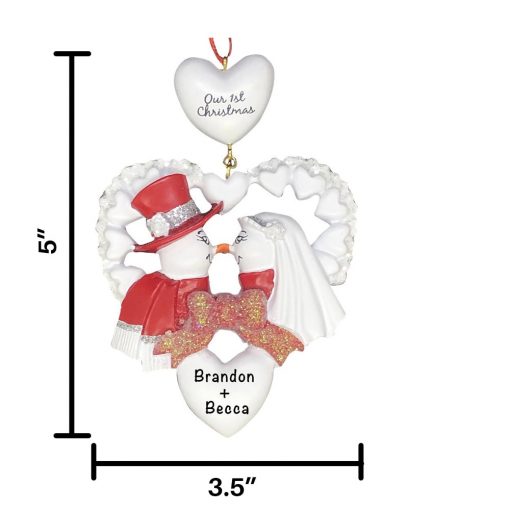 Personalized Snow Wedding Red Christmas Ornament