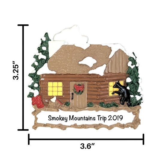 Log Cabin Personalized Christmas Ornament