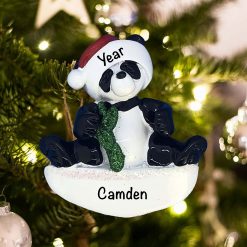 Personalized Panda Sitting Christmas Ornament