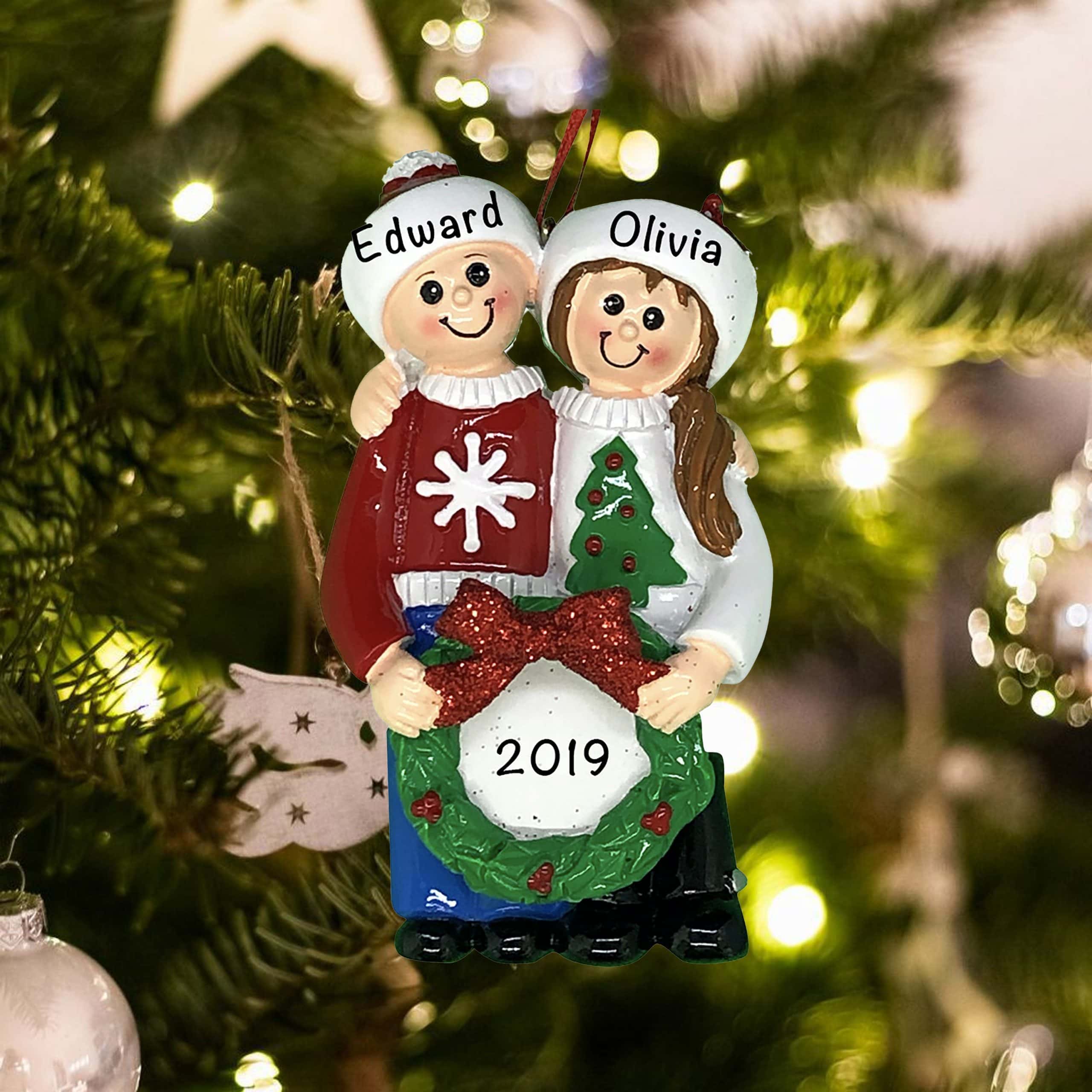 Personalized Ugly Christmas Sweater Couple Christmas Ornament