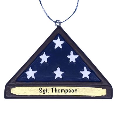 Military American Flag Memorial Hero Personalized Christmas Ornament