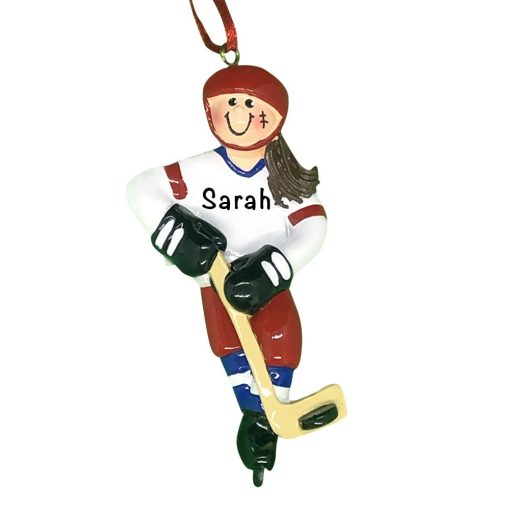 Ice Hockey Player Girl Personalized Christmas Ornament
