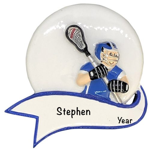 Lacrosse Boy Banner Personalized Christmas Ornament