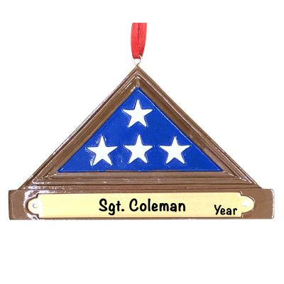 American USA Flag Soldier Memorial Personalized Ornament Patriotic