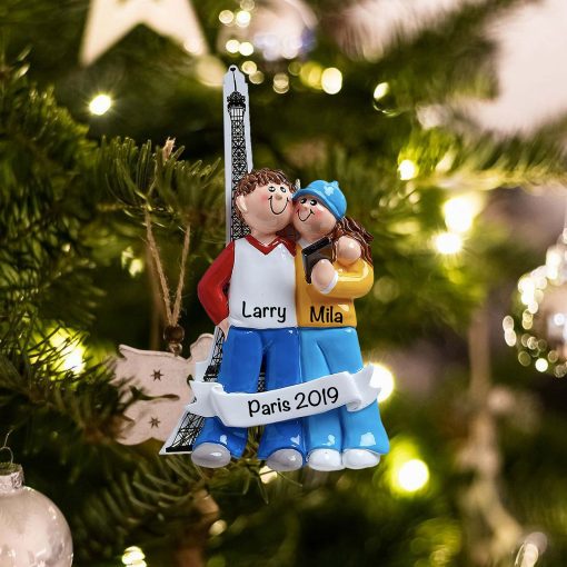 Personalized Love in Paris Christmas Ornament
