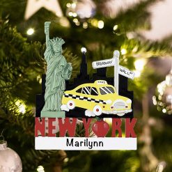Personalized New York Landmarks Christmas Ornament